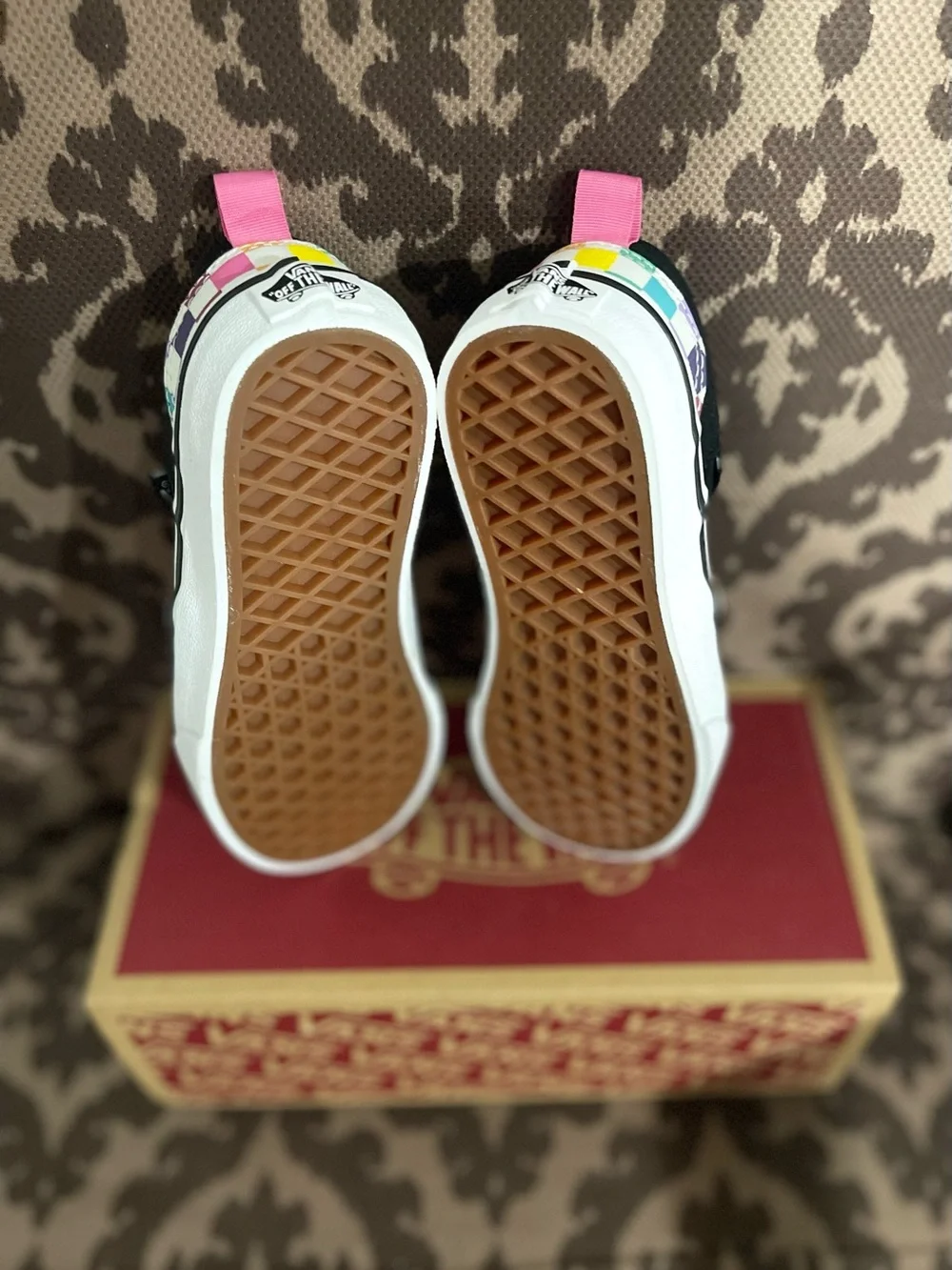 Vans Kids Slip-On Checkerboard Sneakers in Rainbow Pastels